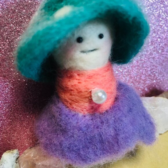 Handmade Needle Felted Soft Sculpture Mushroom Ornament - Picture 9 of 9